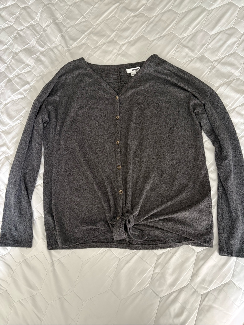 Maternity Sonoma Charcoal Button-Front Tie-Hem Shirt